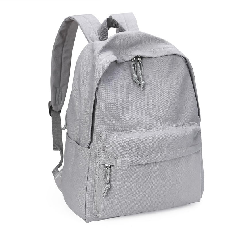 Zicac Diy Canvas Backpack Daypack Satchel Backpack (Grey, with Side Pocket) - Image 1